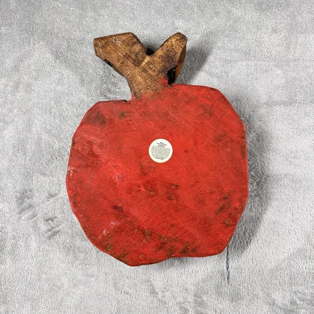 Apple Shaped Wood Bowl Candle 5 Wick Red Rustic‎ Farmhouse Fall Decor